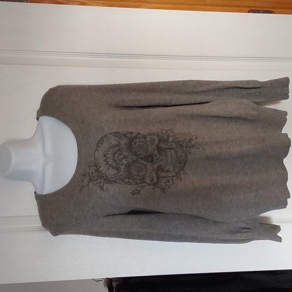 Lucky brand sugar skull print crew neck sweater - Picture 1 of 3